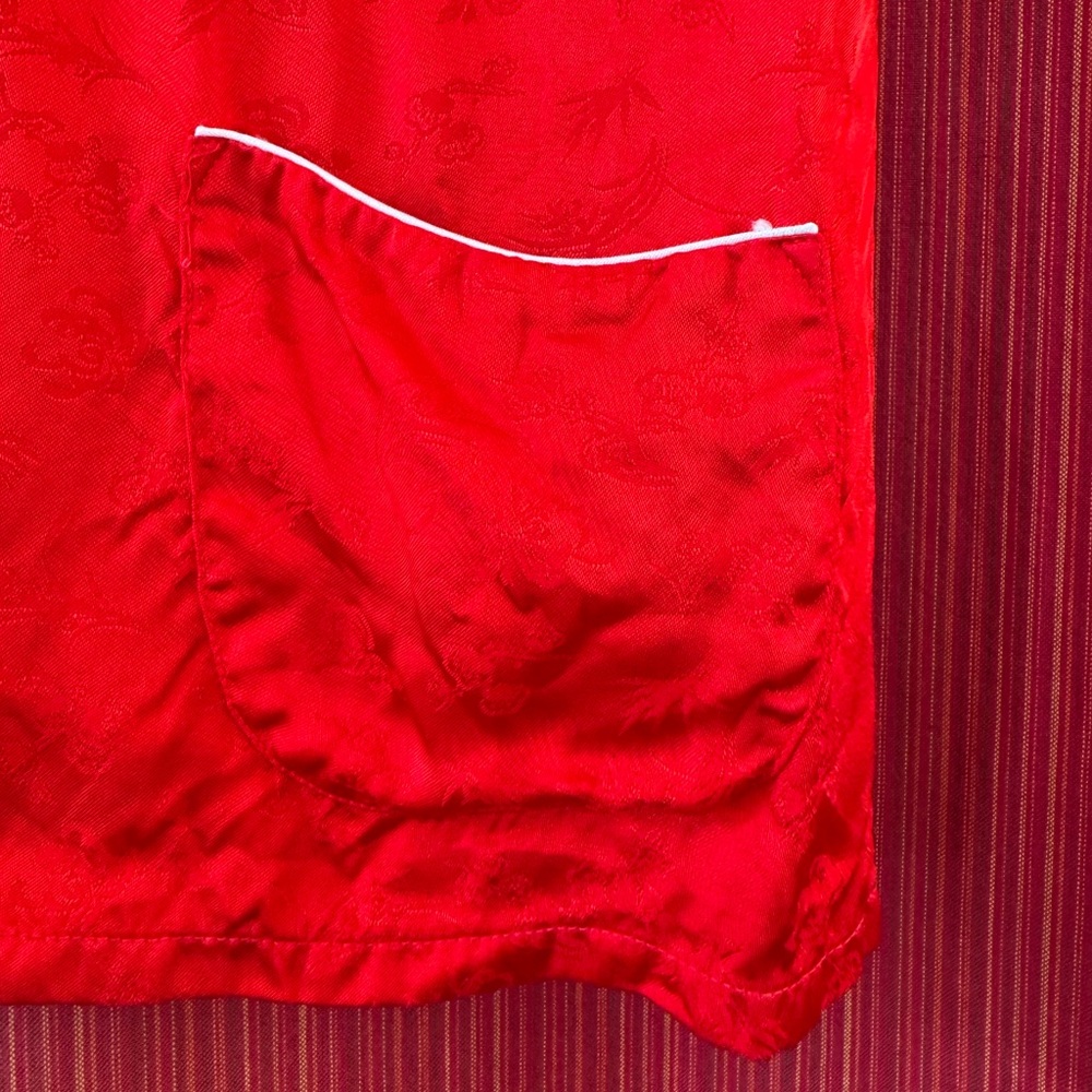 Vintage Red Silk Chinese Tang Blouse - Small - Picture 5 of 7